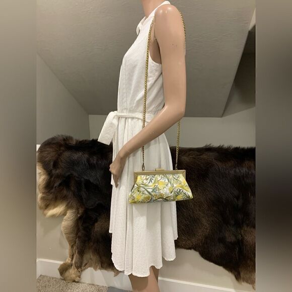 Handmade Genuine Leather Floral Printed Push-lock Clutch/Crossbody/Evening Bag